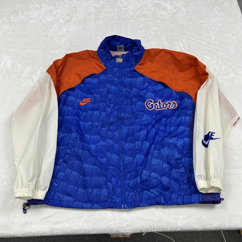 Nike Windbreaker Jacket Mens Large Blue Florida Gators Vintage Alligator Print